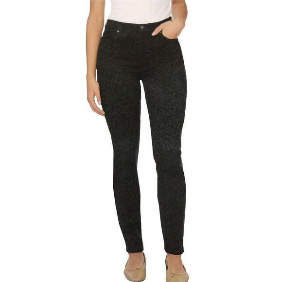 Buffalo High Rise Sz 6 Stretch Tencel Skinny Pants Hanna Black Tonal Leopard NWT - Picture 1 of 7